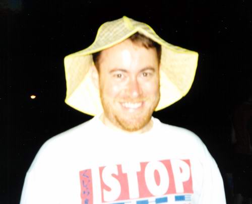 Eva's Farewell Party: James with foldable hat