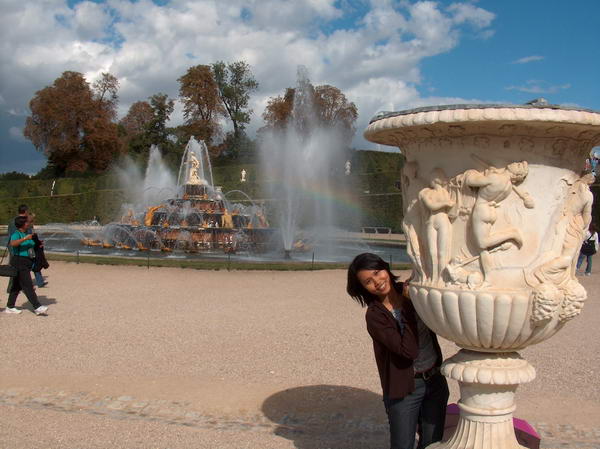 lovely fountain with the rainbow