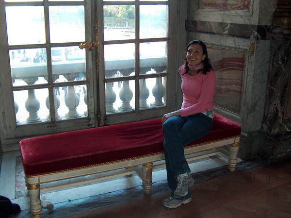 relaxing in the palace bench