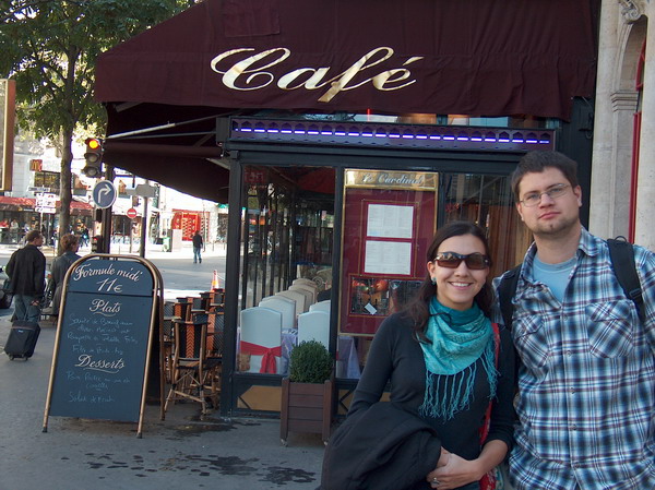 ondra and our friend V. in front of a typical Paris resto