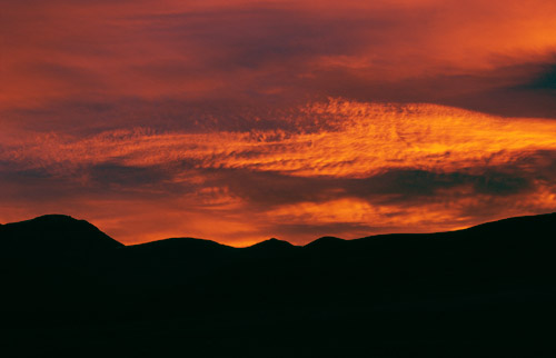 Západ slunce u Laguny Colorada.