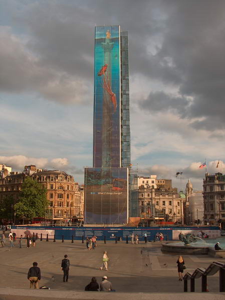The famous column with admiral Nelson is temporarily under reconstruction (I guess they were cleaning it from pigeon s... you know...) But the cover was original