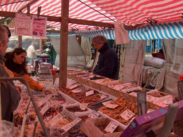 Market with lot of good food