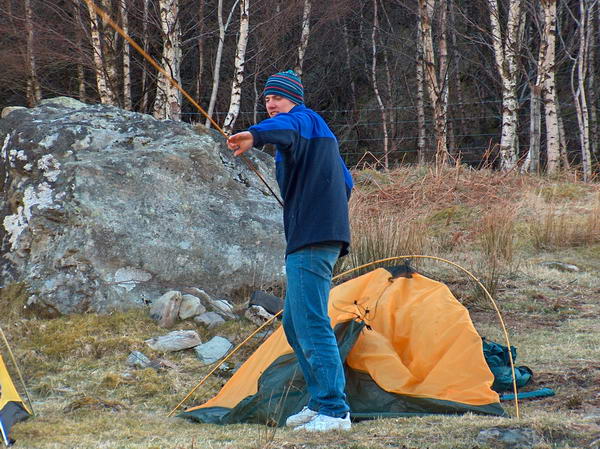 Jirovec packing the tent