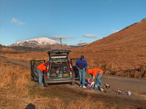 Luckily they gave us a car with a big trunk, so we can fit everything