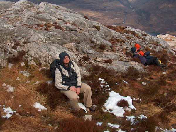 Almost there... J+J hiding from wind