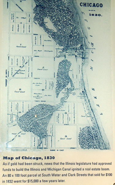 Map of Chicago from 1830 - it seems there was a deep forest in place of our hotel;-)