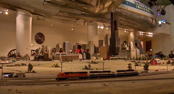 Huge model of railway system including City of Chicago. Every boy dreams to have such model at home to play with;-)