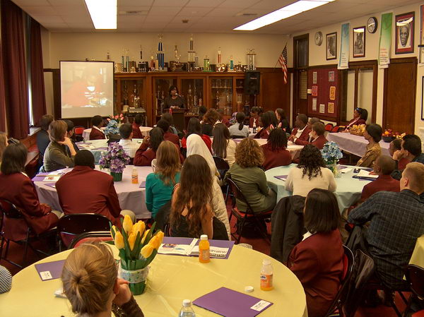 The principal introducing us the school and "future doctors"
