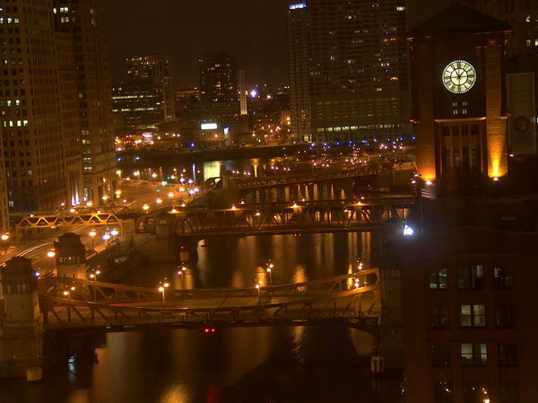 Chicago River from hotel window, view to the West