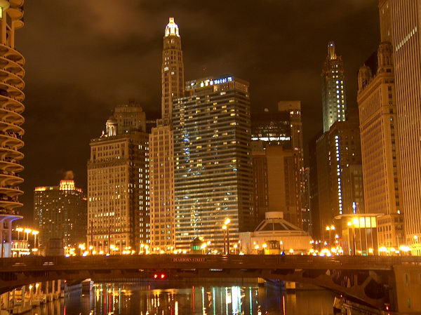 Chicago river, view from hotel to the East