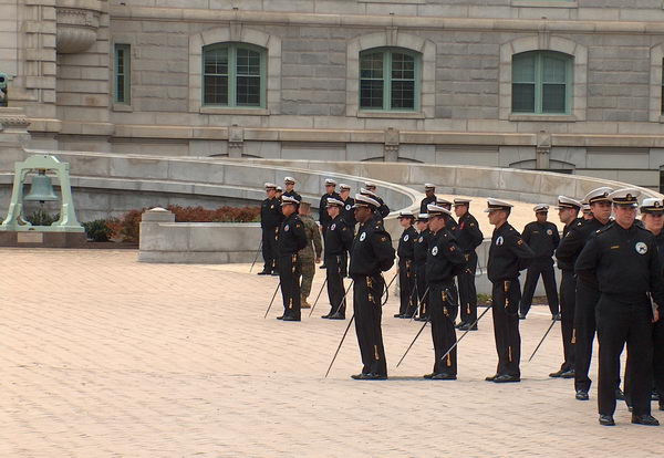 Nácvik přehlídky na hlavním náměstíčku