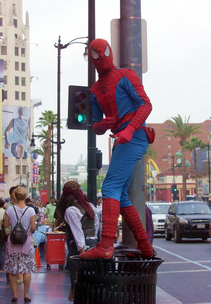 The entertaining thing are street performers like this Spiderman