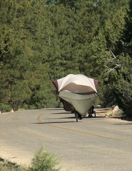 Some guy in the morning decided to move his tent on a bike!