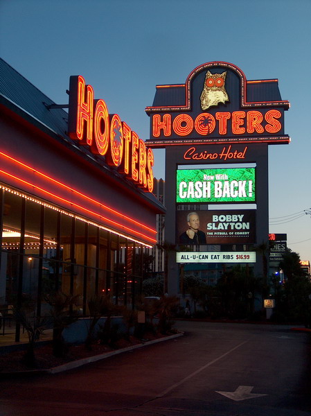 Vegas at night - Hooters with all you can eat spare ribs. We didn't go there;-(
