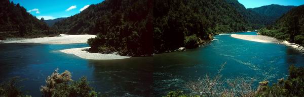 Umělé panorama říčního zákrutu cestou k pobřeží